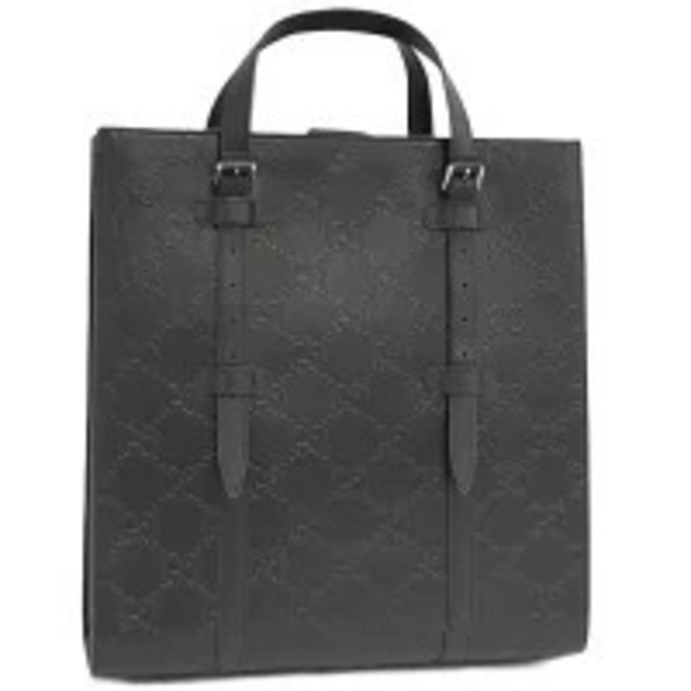 Gucci Tote Bag GG Embossed Leather Black